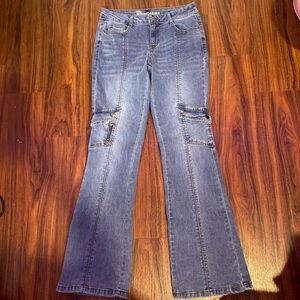 No Boundaries Blue Flare Jeans with Cargo Pockets
